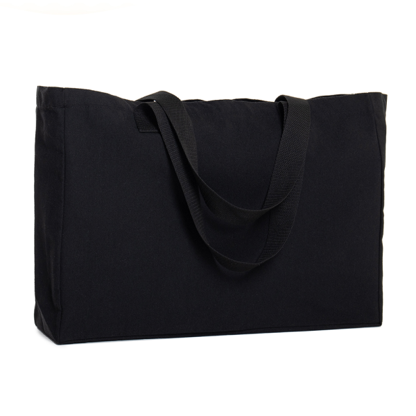 Сумка шопер с кнопкой полиэстер/хлопок 48*32*12, 340, 252, Чёрный (20)