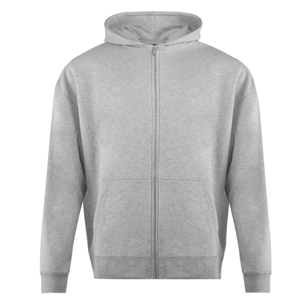 Толстовка унисекс Oversize Zip с капюшоном сэндвич 320, 100, Серый меланж (50)