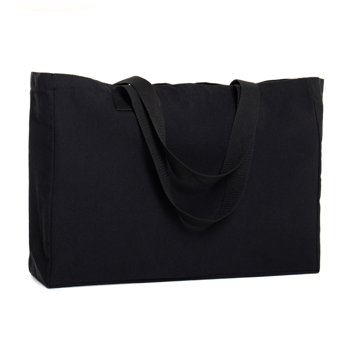 Сумка шопер с кнопкой полиэстер/хлопок 48*32*12, 340, 252, Чёрный (20) фото-0