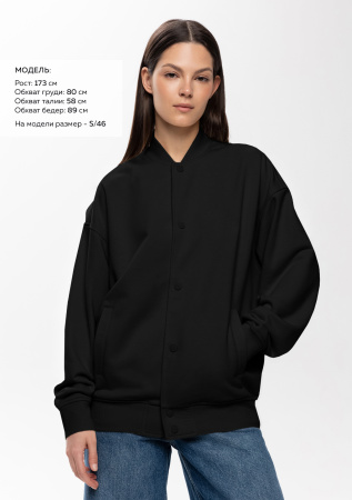 Черный однотонный бомбер арт. 70, футер 3-нитка (70% хлопок, 30% эластан), оптом | Мерч, униформа и текстиль для бизнеса photo-3