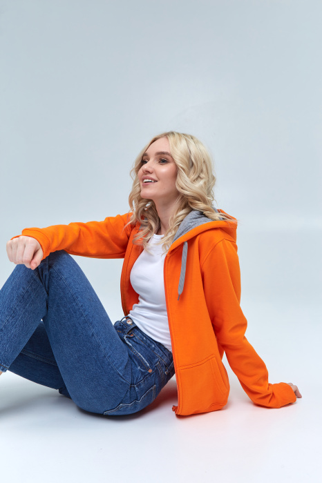 Женская оранжевая толстовка STAN арт. 17W, футер с начесом, 60% хлопок 40% полиэстер, 280 гр/м2 — оптом | Мерч, униформа и текстиль для бизнеса фото-3