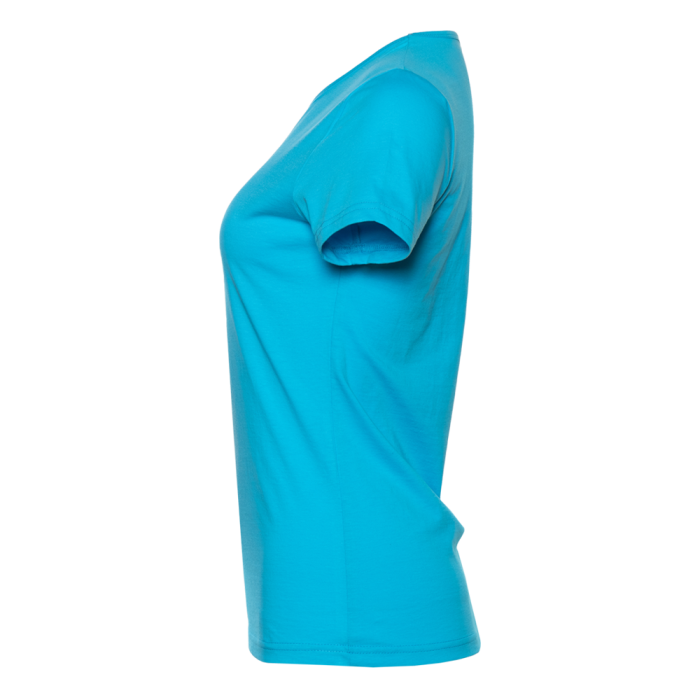 Женская бирюзовая футболка арт. 02W приталенного силуэта из 100% хлопка, 150 гр/м2, оптом | Мерч, униформа и текстиль для бизнеса 
 фото-2