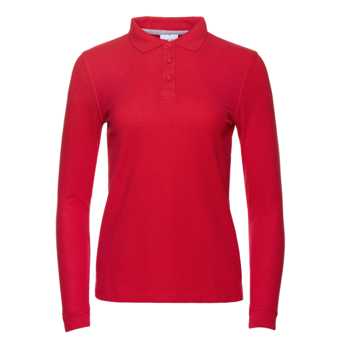 Женская красная рубашка поло с длинным рукавом арт. 04SW приталенного кроя, 65% хлопок, 35% полиэстер, 185 гр/м2, оптом | Мерч, униформа и текстиль для бизнеса  фото-0