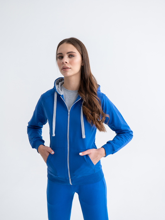 Женская синяя толстовка STAN арт. 61W, футер без начеса, 92% хлопок 8% эластан, 260 гр/м2 | Мерч, униформа и текстиль для бизнеса фото-3