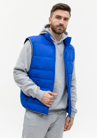 Синий однотонный утепленный жилет арт. 82 с контрастным кантом, 100% нейлон, оптом | Мерч, униформа и текстиль для бизнеса photo-4