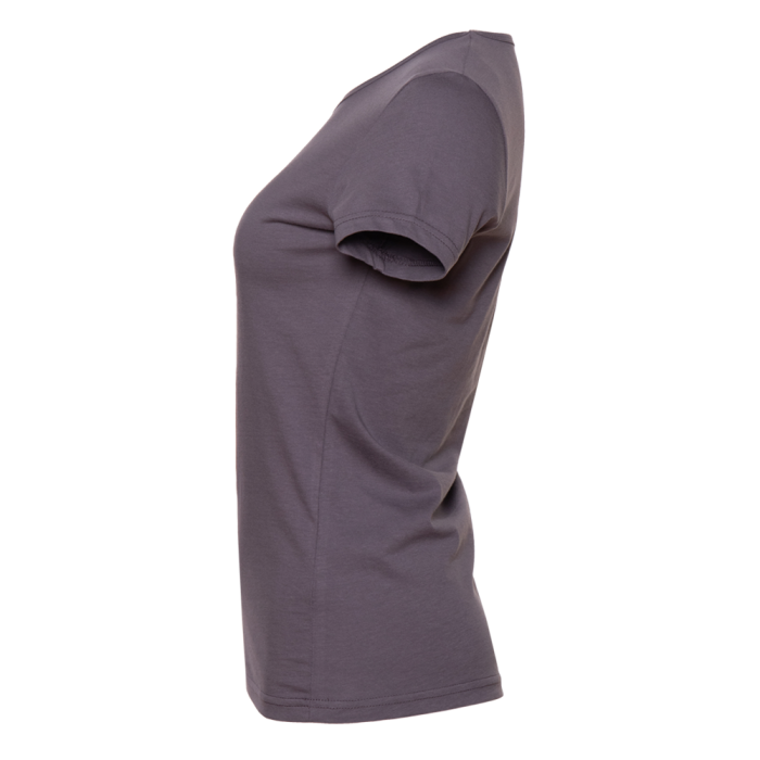 Женская темно-серая футболка арт. 02W приталенного силуэта из 100% хлопка, 150 гр/м2, оптом | Мерч, униформа и текстиль для бизнеса 
 фото-2