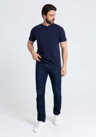 Тёмно-синяя футболка арт. 08U прямого кроя из 100% хлопка, 180 гр/м2, оптом | Мерч, униформа и текстиль для бизнеса  photo-4