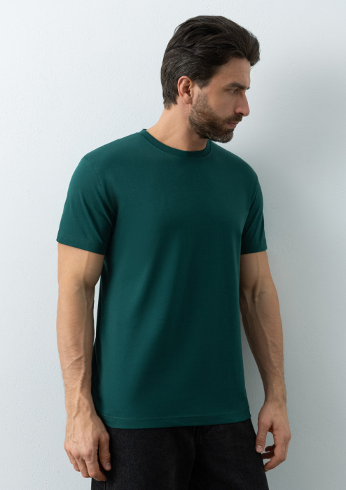 Тёмно-зелёная футболка арт. 08U прямого кроя из 100% хлопка, 180 гр/м2, оптом | Мерч, униформа и текстиль для бизнеса  фото-4