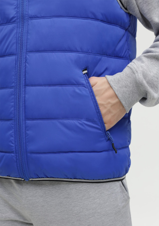 Синий однотонный утепленный жилет арт. 82 с контрастным кантом, 100% нейлон, оптом | Мерч, униформа и текстиль для бизнеса photo-6