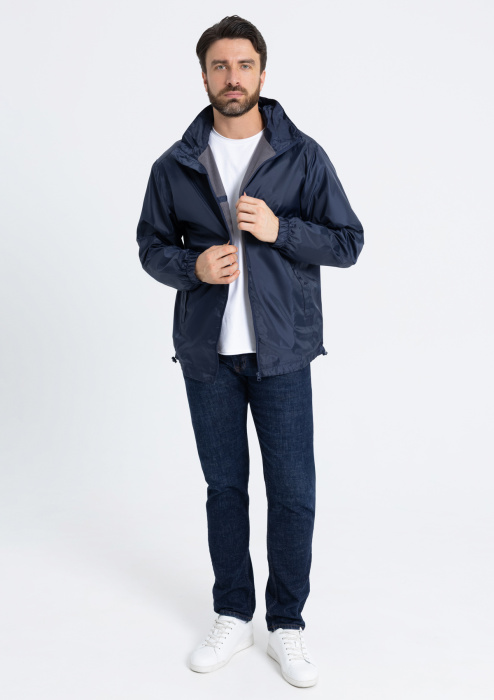 Темно-синяя однотонная утепленная ветровка арт. 60, 100% полиэстер, Dewspo 210T | Мерч, униформа и текстиль для бизнеса фото-4
