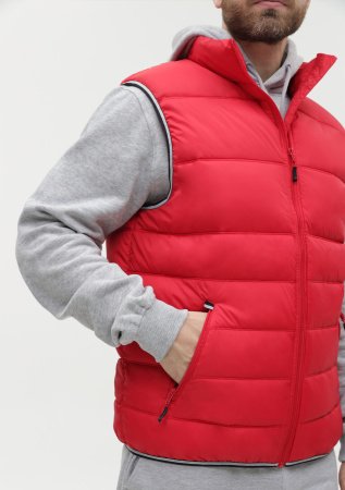 Красный однотонный утепленный жилет арт. 82 с контрастным кантом, 100% нейлон, оптом | Мерч, униформа и текстиль для бизнеса photo-6