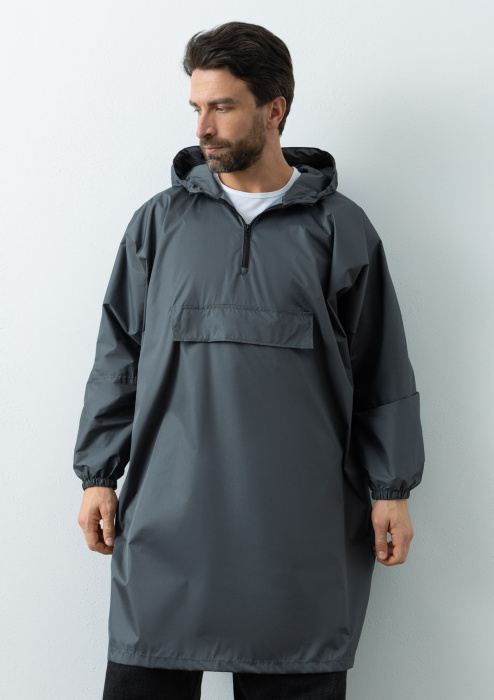 Серый однотонный дождевик пончо арт. 61, 100% полиэстер с водоотталкивающей пропиткой, оптом | Мерч, униформа и текстиль для бизнеса фото-4