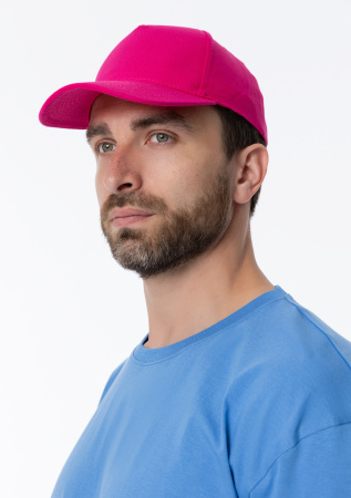 Ярко-розовая бейсболка арт. 10L, 5 клиньев из 100% хлопка, 150 гр/м2, оптом | Мерч, униформа и текстиль для бизнеса  photo-6