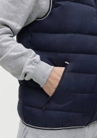 Темно-синий однотонный утепленный жилет арт. 82 с контрастным кантом, 100% нейлон, оптом | Мерч, униформа и текстиль для бизнеса photo-6