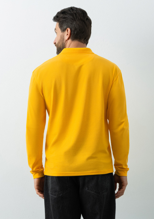 Рубашка поло унисекс STAN длинный рукав хлопок/полиэстер 185, 104S, Жёлтый (12) | Мерч, униформа и текстиль для бизнеса фото-3