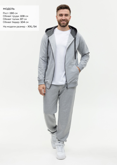 Брюки мужские STAN футер без начёса, 260, 62, Серый меланж (50) фото-3