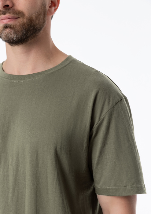Футболка арт. 02 цвета оливковый хаки прямого кроя из 100% хлопка, 160 гр/м2, оптом | Мерч, униформа и текстиль для бизнеса  фото-4