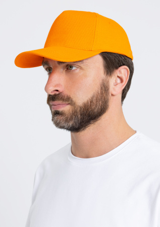 Оранжевая бейсболка арт. 01, 5 клиньев из 100% хлопка, 330 гр/м2, оптом | Мерч, униформа и текстиль для бизнеса  photo-5