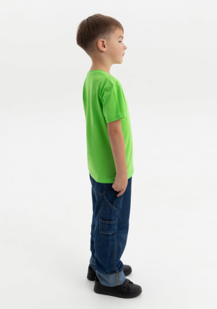 Ярко-зелёная детская футболка арт. 06U оверсайз кроя из 100% хлопка, 140 гр/м2, оптом | Мерч, униформа и текстиль для бизнеса photo-8