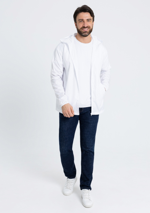 Белая однотонная ветровка арт. 59, 100% полиэстер, Dewspo 210T – оптом | Мерч, униформа и текстиль для бизнеса фото-3