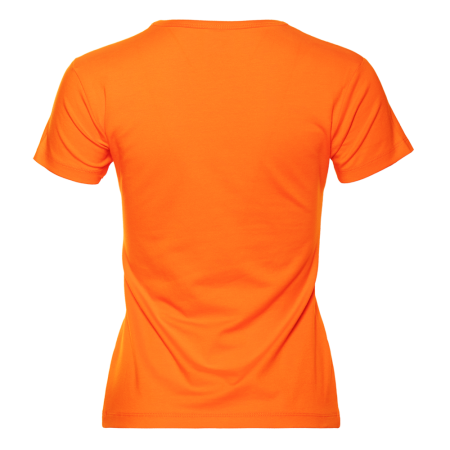 Женская оранжевая футболка арт. 37W приталенного силуэта, 92% хлопок и 8% эластан, 180 гр/м2, оптом | Мерч, униформа и текстиль для бизнеса 
 photo-1