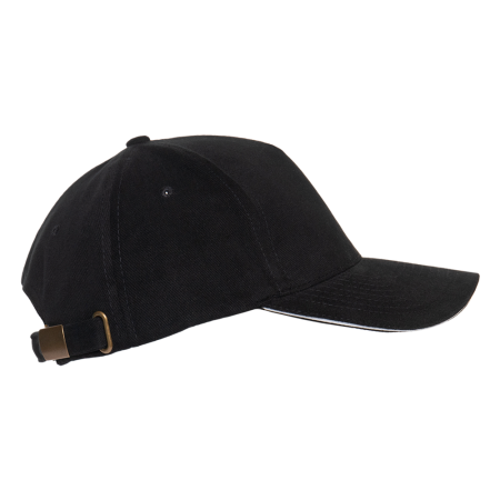 Черная бейсболка с кантом арт. 11K, 5 клиньев, 100% хлопок, 280 гр/м2, оптом | Мерч, униформа и текстиль для бизнеса  photo-2