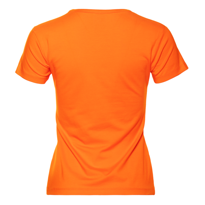 Женская оранжевая футболка арт. 37W приталенного силуэта, 92% хлопок и 8% эластан, 180 гр/м2, оптом | Мерч, униформа и текстиль для бизнеса 
 фото-1