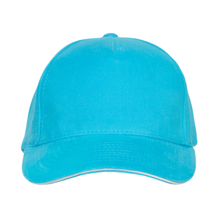 Бирюзовая бейсболка с кантом арт. 11K, 5 клиньев, 100% хлопок, 280 гр/м2, оптом | Мерч, униформа и текстиль для бизнеса  photo-3