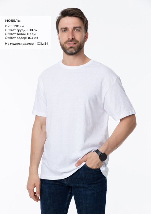 Белая футболка арт. 02 прямого кроя из 100% хлопка, 160 гр/м2, оптом | Мерч, униформа и текстиль для бизнеса  фото-4