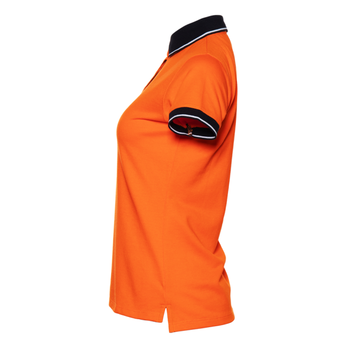 Женская оранжевая рубашка поло арт. 04CW приталенного кроя, 80% хлопок, 20% полиэстер, 185 гр/м2, оптом | Мерч, униформа и текстиль для бизнеса 
 фото-2