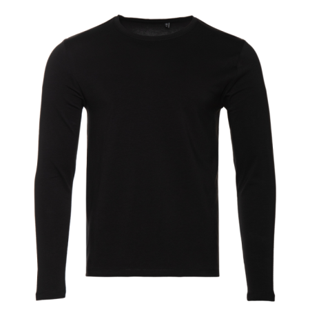 Чёрная футболка с длинными рукавами арт. 35 прямого кроя, из 100% хлопка, 140 гр/м2, оптом | Мерч, униформа и текстиль для бизнеса   photo-0