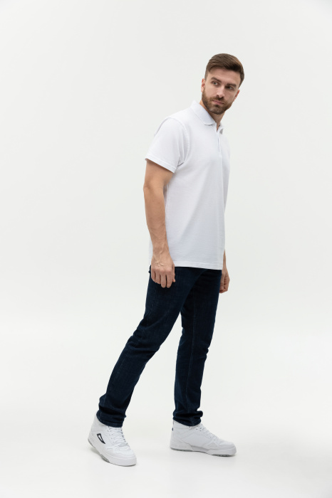 Белая рубашка поло арт. 04, 65% хлопок, 35% полиэстер, 185 гр/м2, оптом | Мерч, униформа и текстиль для бизнеса  фото-3