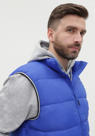 Синий однотонный утепленный жилет арт. 82 с контрастным кантом, 100% нейлон, оптом | Мерч, униформа и текстиль для бизнеса photo-8