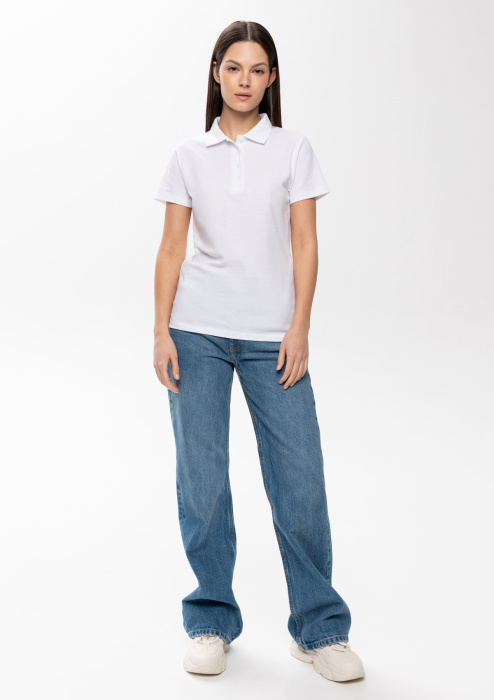 Женская белая рубашка поло арт. 104W приталенного кроя, 65% хлопок, 35% полиэстер, 185 гр/м2, оптом | Мерч, униформа и текстиль для бизнеса  фото-4