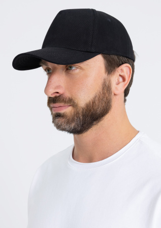 Черная бейсболка арт. 03, 5 клиньев из 100% хлопка, 280 гр/м2, оптом | Мерч, униформа и текстиль для бизнеса  photo-6