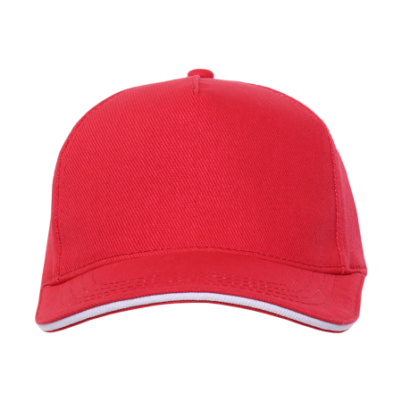Красная бейсболка с кантом арт. 04, 5 клиньев из 100% хлопка, 330 гр/м2, оптом | Мерч, униформа и текстиль для бизнеса  photo-2