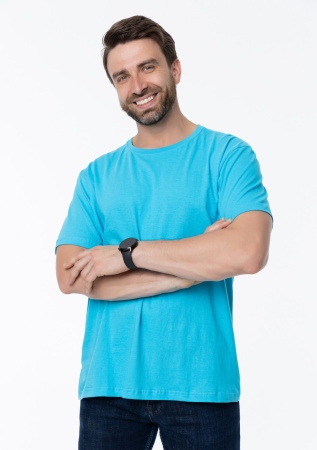 Бирюзовая футболка арт. 02 прямого кроя из 100% хлопка, 160 гр/м2, оптом | Мерч, униформа и текстиль для бизнеса  photo-4