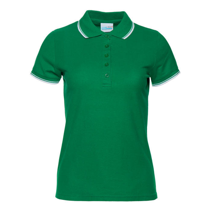 Женская зеленая рубашка поло арт. 04BK приталенного кроя, 80% хлопок, 20% полиэстер, 185 гр/м2, оптом | Мерч, униформа и текстиль для бизнеса  фото-0