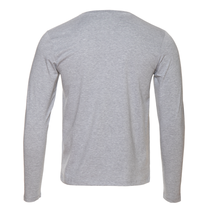 Серая футболка с длинными рукавами арт. 35 прямого кроя, из 100% хлопка, 140 гр/м2, оптом | Мерч, униформа и текстиль для бизнеса   фото-1