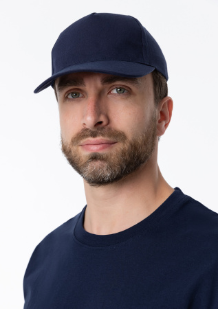 Темно-синяя бейсболка арт. 10L, 5 клиньев из 100% хлопка, 150 гр/м2, оптом | Мерч, униформа и текстиль для бизнеса  photo-5