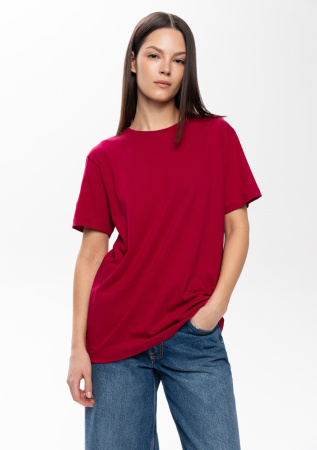 Бордовая футболка арт. 02 прямого кроя из 100% хлопка, 160 гр/м2, оптом | Мерч, униформа и текстиль для бизнеса  photo-5