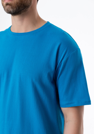 Лазурная футболка арт. 02 прямого кроя из 100% хлопка, 160 гр/м2, оптом | Мерч, униформа и текстиль для бизнеса  photo-5