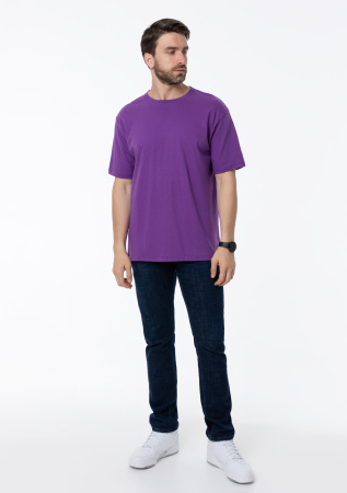 Фиолетовая футболка арт. 02 прямого кроя из 100% хлопка, 160 гр/м2, оптом | Мерч, униформа и текстиль для бизнеса  photo-4