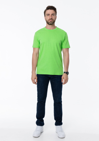 Ярко-зелёная футболка арт. 51 прямого кроя из 100% хлопка, 150 гр/м2, оптом | Мерч, униформа и текстиль для бизнеса  photo-4