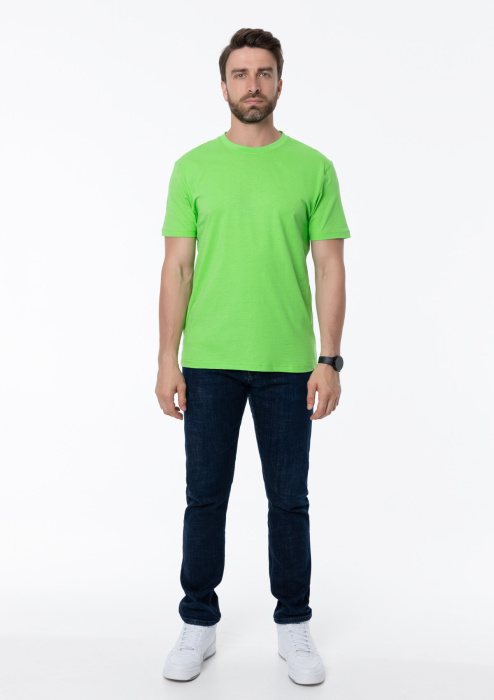 Ярко-зелёная футболка арт. 51 прямого кроя из 100% хлопка, 150 гр/м2, оптом | Мерч, униформа и текстиль для бизнеса  фото-4