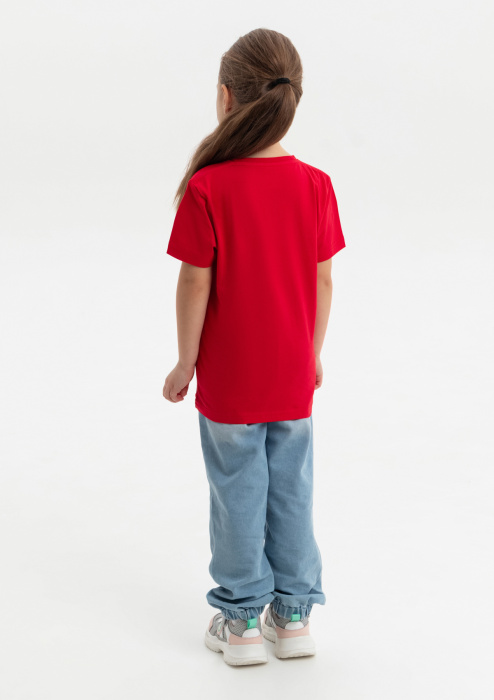 Красная детская футболка арт. 06U оверсайз кроя из 100% хлопка, 140 гр/м2, оптом | Мерч, униформа и текстиль для бизнеса фото-4