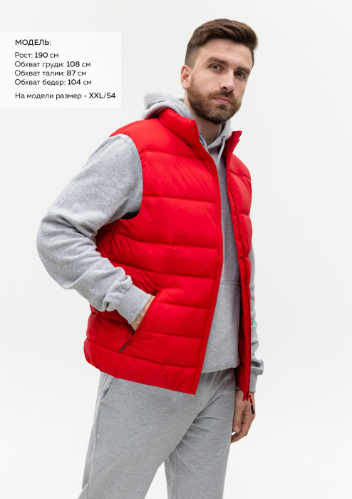 Красный однотонный утепленный жилет арт. 82, 100% нейлон, оптом | Мерч, униформа и текстиль для бизнеса фото-2