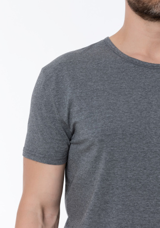 Темно-серая футболка арт. 37 облегающего силуэта, 92% хлопок, 8% эластан, 180 гр/м2, оптом | Мерч, униформа и текстиль для бизнеса  photo-4