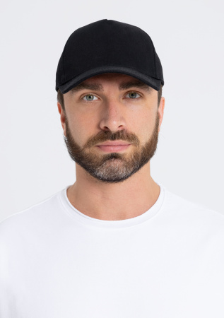 Черная бейсболка арт. 03, 5 клиньев из 100% хлопка, 280 гр/м2, оптом | Мерч, униформа и текстиль для бизнеса  photo-5