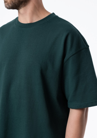 Темно-зеленая футболка арт. 40 оверсайз кроя, состав 65% хлопок 35% полиэстер, 260 гр/м2, оптом| Мерч, униформа и текстиль для бизнеса photo-6